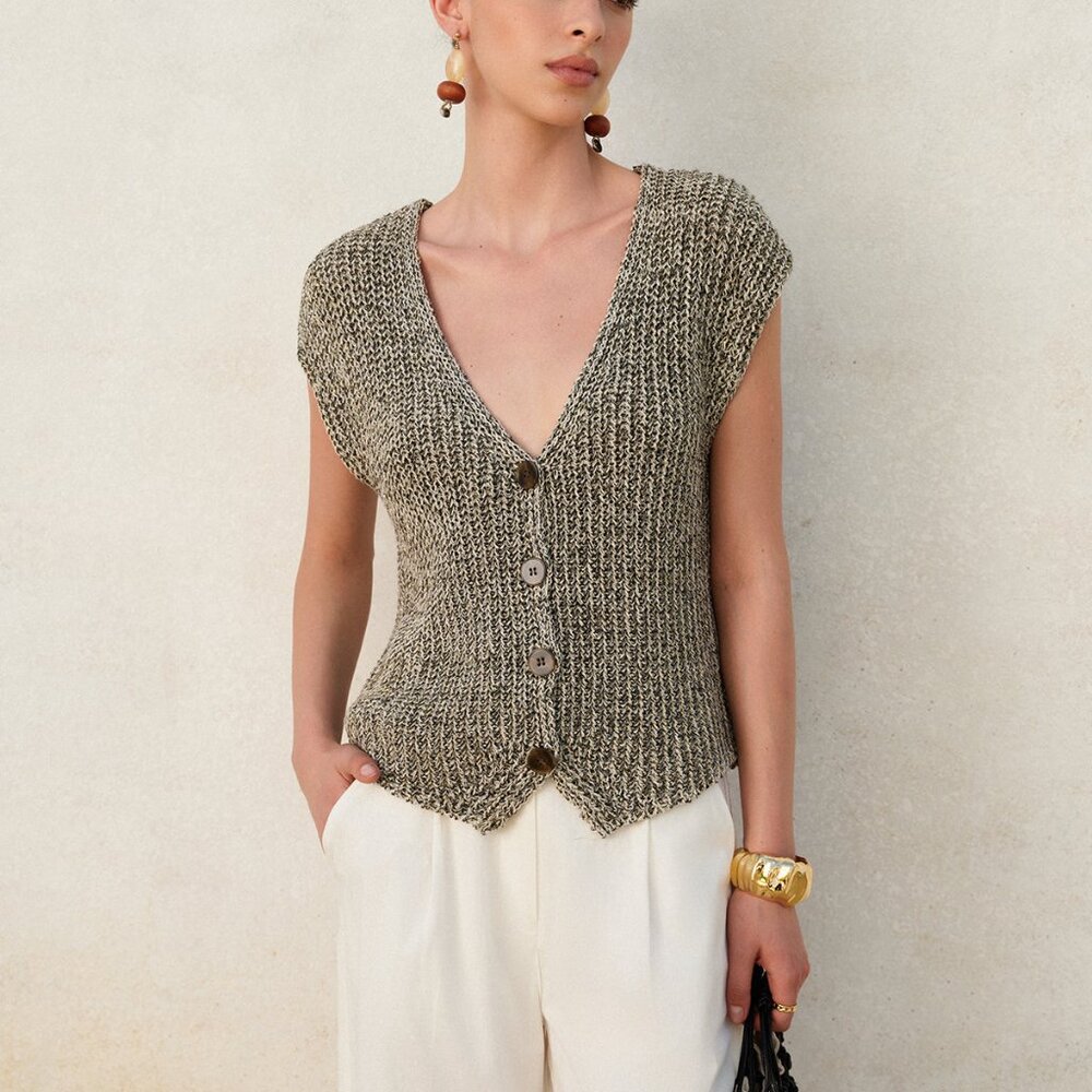 Commense Knit Button-Down Vest NWT